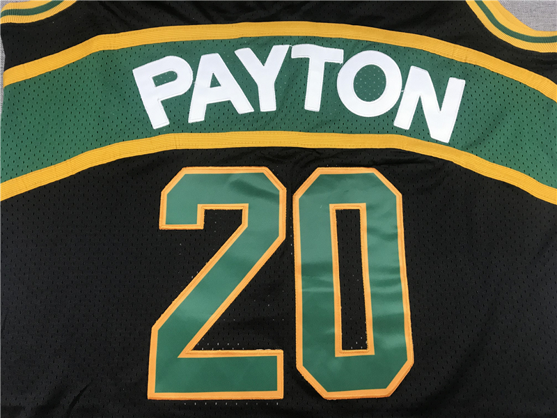 Men's Seattle Supersonics Gary Payton #20 Black Throwback Swingman Jersey