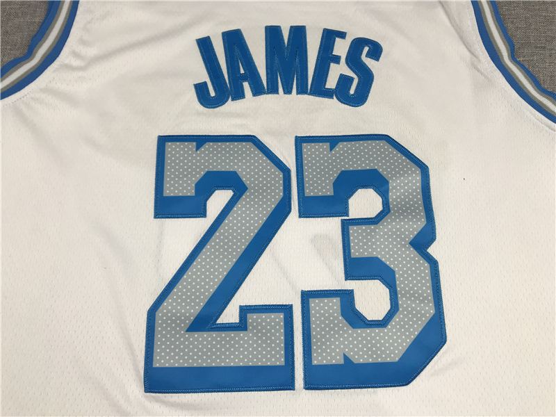 Men's Los Angeles Lakers LeBron James 2020/21 White Swingman Jersey City Edition