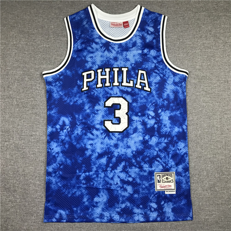 Men's Philadelphia 76ers Allen Iverson #3 Blue Galaxy Swingman Jersey