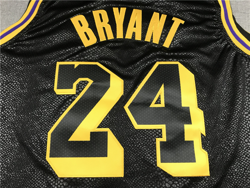 Men's Los Angeles Lakers Kobe Bryant #24 Black City Edition Swingman Jersey