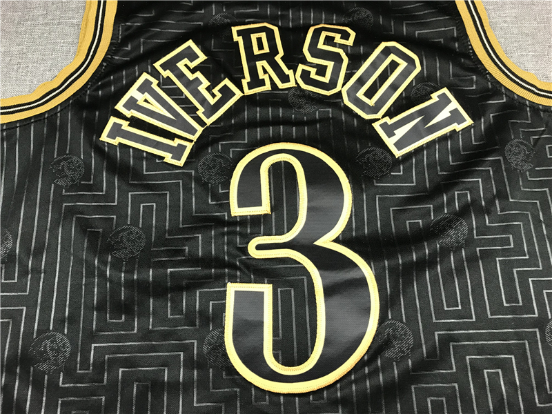 Men's Philadelphia 76ers Allen Iverson Black 2000-01 Hardwood Classics Jersey