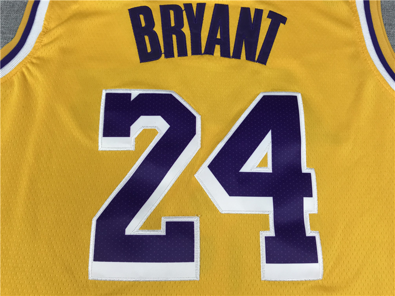 Men's Los Angeles Lakers Kobe Bryant #8-24 Yellow Swingman Player Jersey