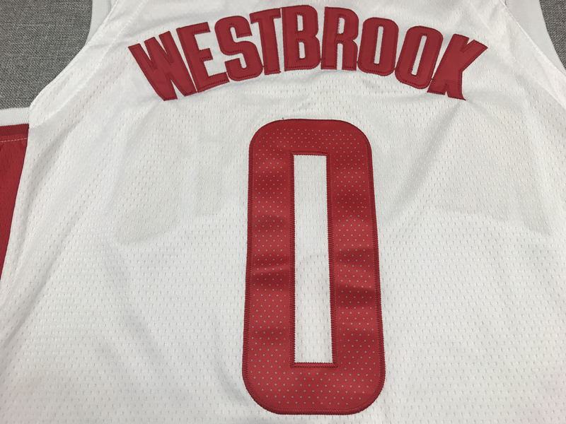 Men's Houston Rockets Russell Westbrook #0 White Classics Swingman Jersey