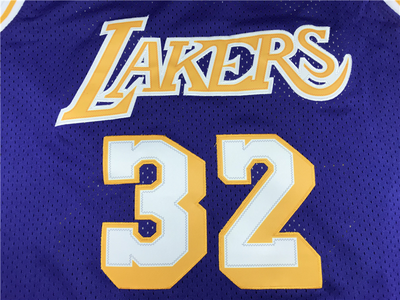 Men's Los Angeles Lakers Magic Johnson #32 Purple Throwback Jersey