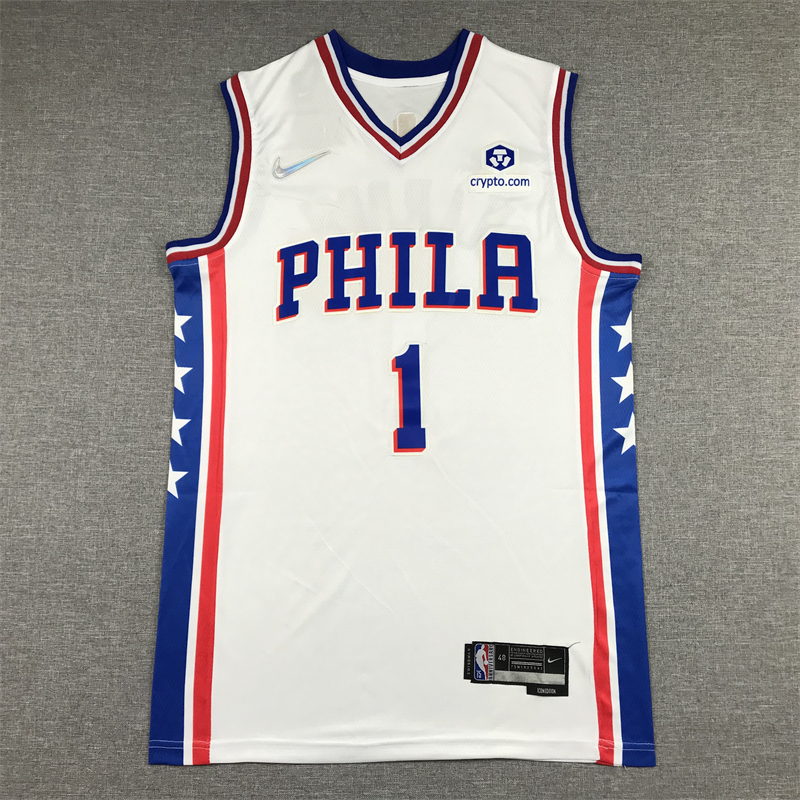 Men's Philadelphia 76ers James Harden #1 White 2022/23 Swingman Jersey - Association Edition