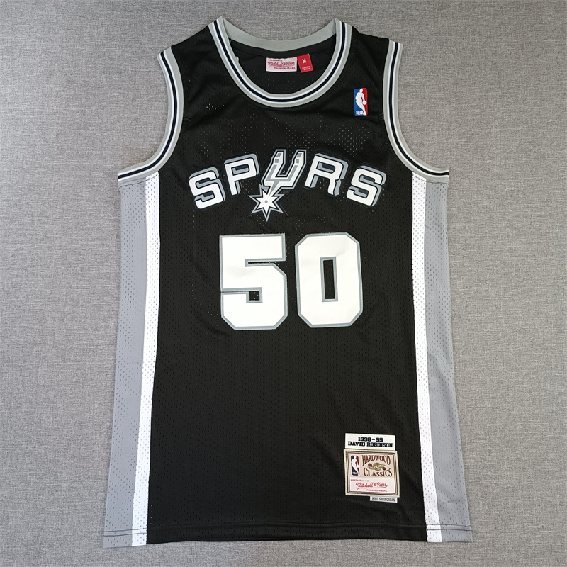 Men's San Antonio Spurs David Robinson Black Big & Tall Hardwood Classics Jersey