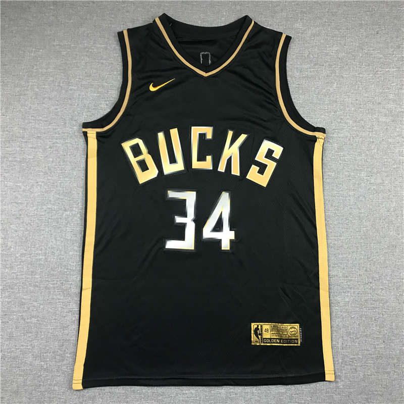 Men's Milwaukee Bucks Giannis Antetokounmpo #34 Black Swingman Jersey