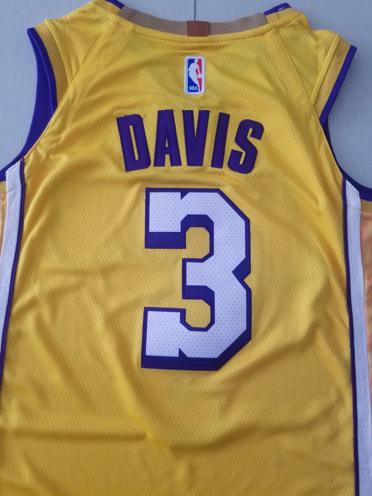 Men's Los Angeles Lakers Anthony Davis Yellow #3 Swingman Jersey