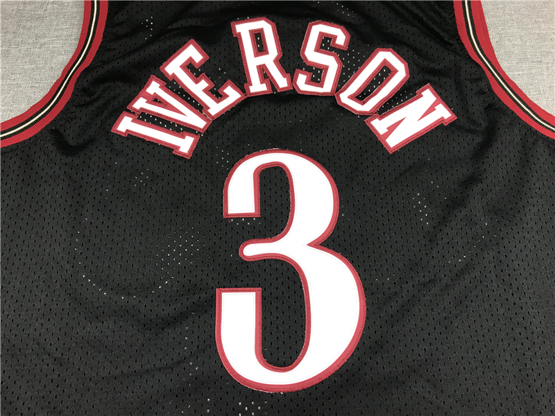 Men's Philadelphia 76ers Allen Iverson #3 Black Throwback Swingman Jersey