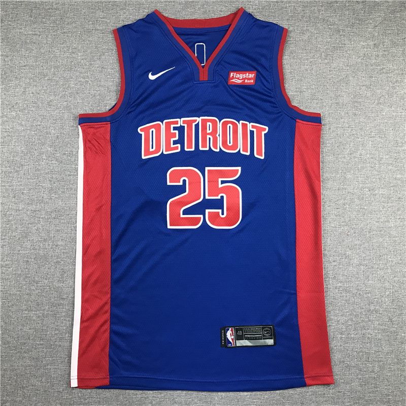 Men's Detroit Pistons Derrick Rose Blue 2021/22 Fast Break Replica Jersey