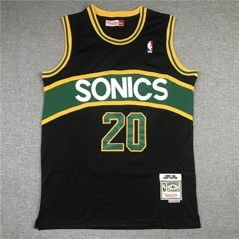 Men's Seattle Supersonics Gary Payton #20 Black Throwback Swingman Jersey