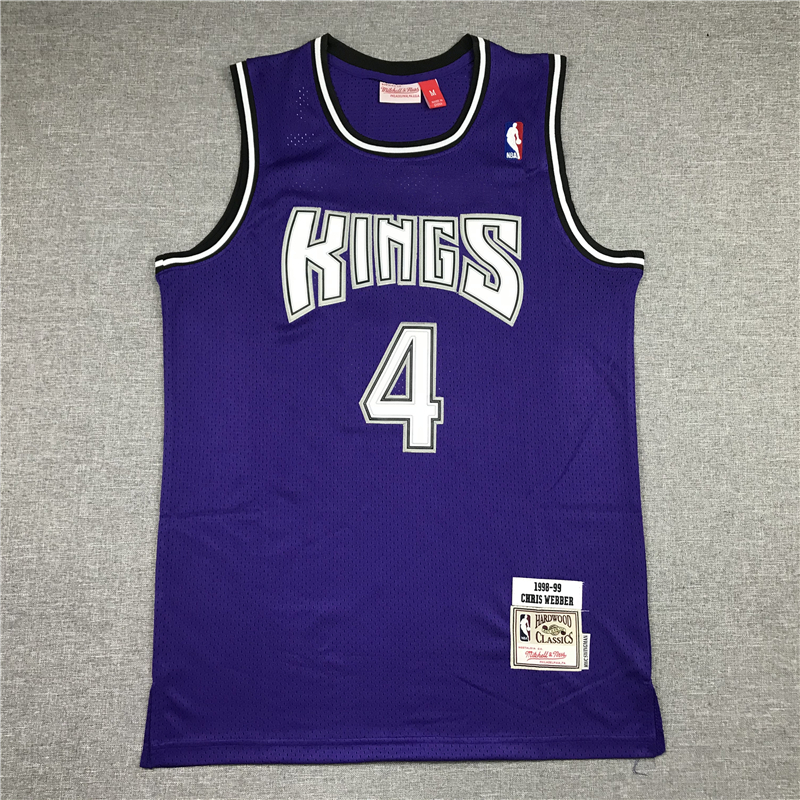 Men's Sacramento Kings Chris Webber #4 purple Retro jersey