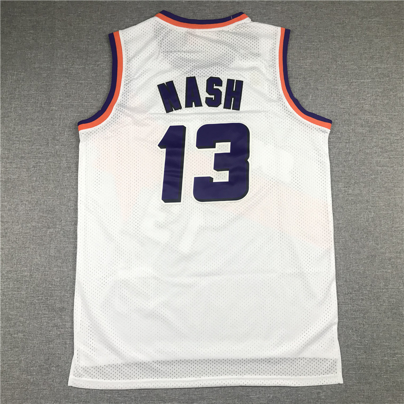 Men's Phoenix Suns Steve Nash #13 White 1996-97 Throwback Stitched Jersey