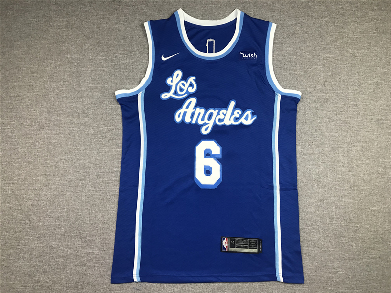 Men's Los Angeles Lakers LeBron James #6 Blue Hardwood Classic Swingman Jersey