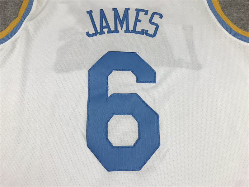 Men's Los Angeles Lakers LeBron James #6 White 2022/23 Swingman Jersey - Classic Edition