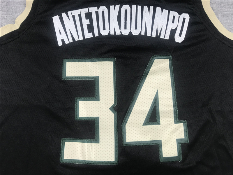 Men's Milwaukee Bucks Giannis Antetokounmpo #34 Black Replica Player Jersey
