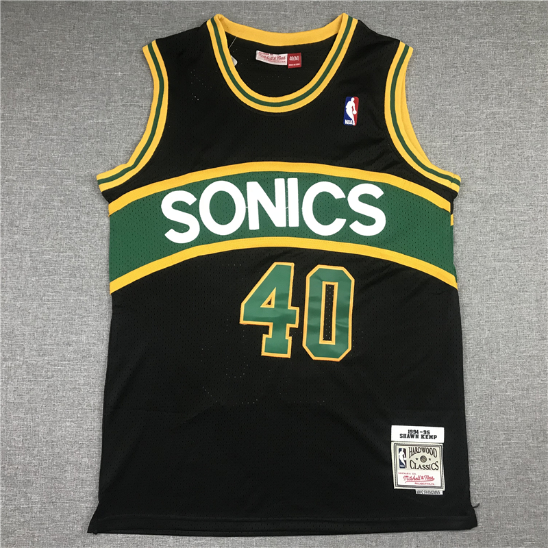 Men's Seattle Supersonics Shawn Kemp #40 Black Throwback Swingman Jersey