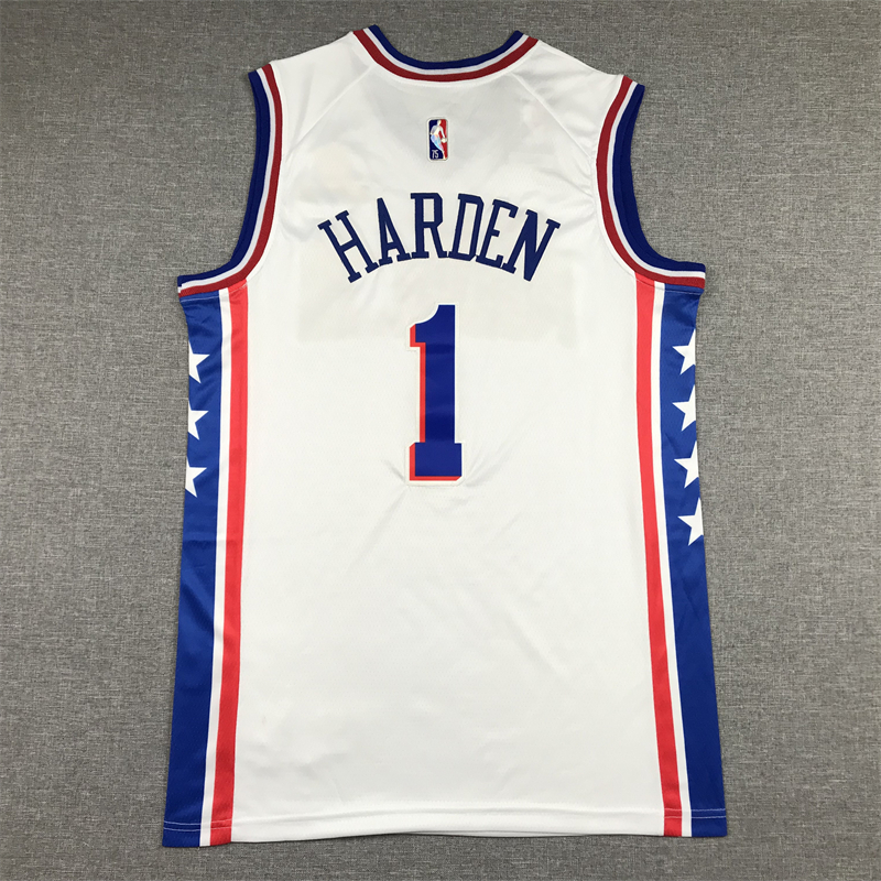 Men's Philadelphia 76ers James Harden #1 White 2022/23 Swingman Jersey - Association Edition