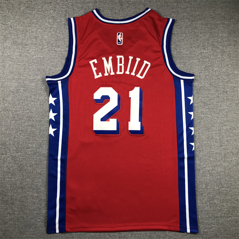 Men's Philadelphia 76ers Joel Embiid #21 NBA Red Replica Jersey