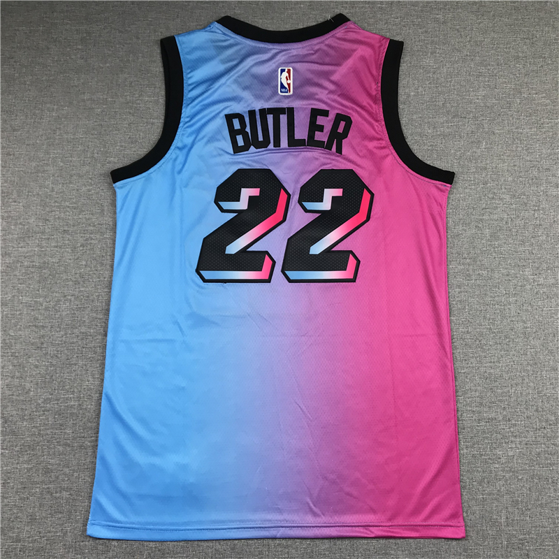 Men's Miami Heat Jimmy Butler #22 NBA Pink Blue Swingman Jersey - City Edition