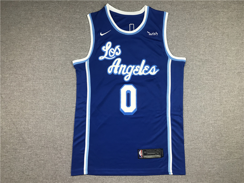Men's Los Angeles Lakers Russell Westbrook Blue Hardwood Classic Swingman Jersey