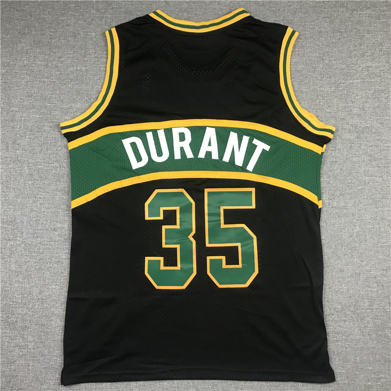 Men's Seattle Supersonics Kevin Durant #35 Black Throwback Swingman Jersey