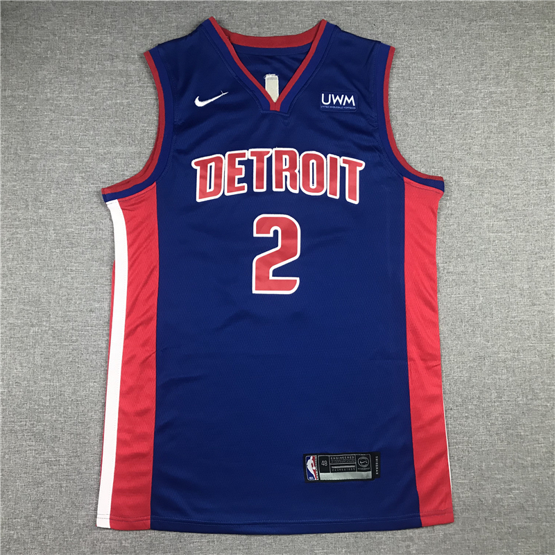 Men's Detroit Pistons Cade Cunningham #2 Blue 2021 Fast Break Replica Jersey