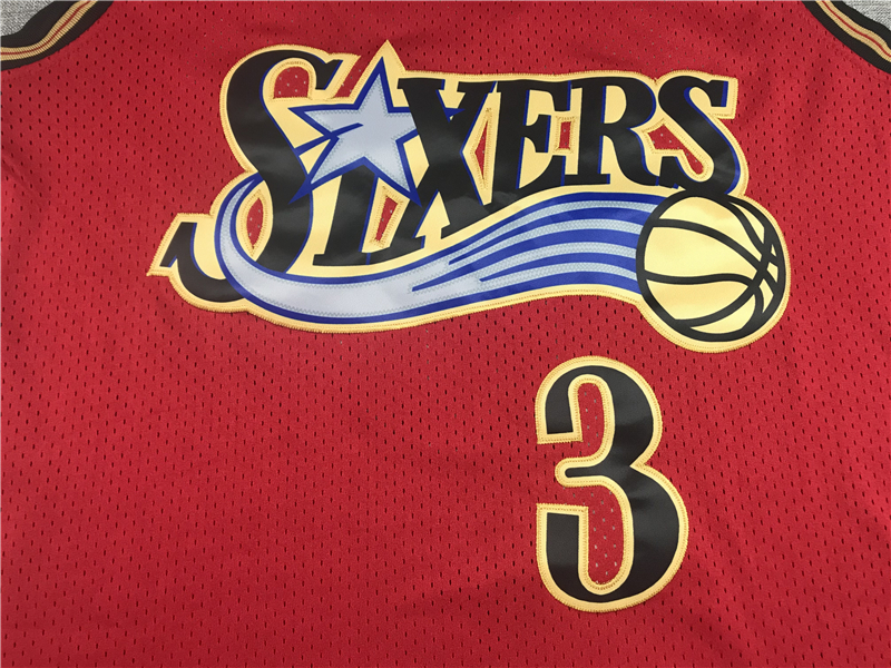 Men's Philadelphia 76ers Allen Iverson Red Hardwood Classics Swingman Jersey