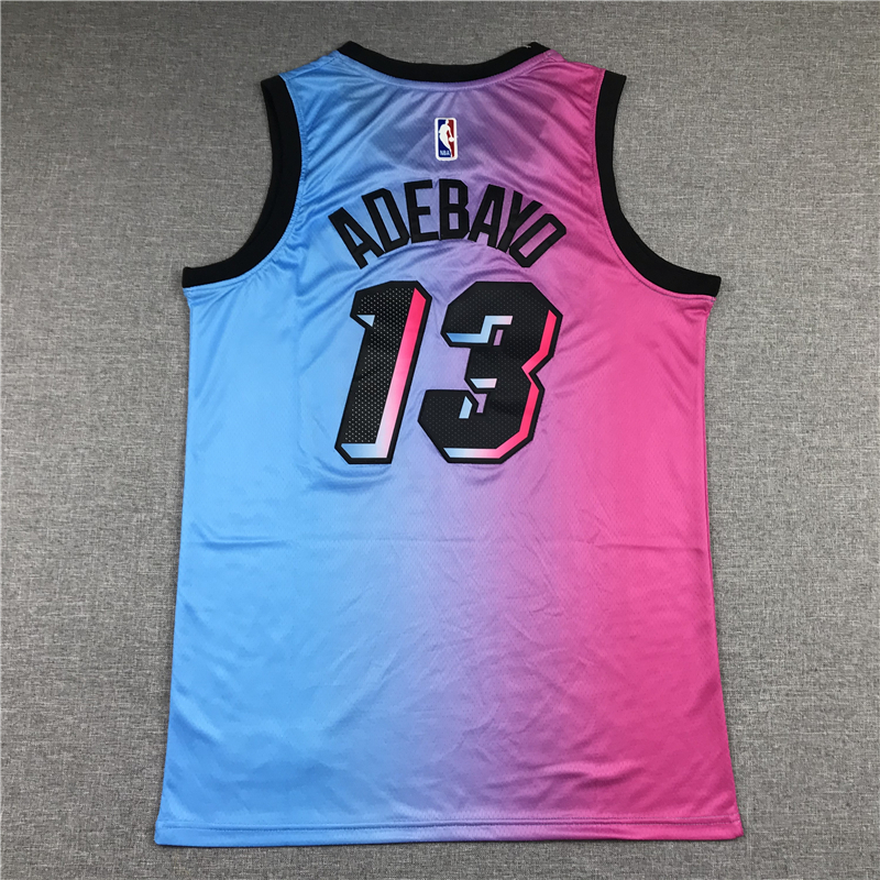 Men's Miami Heat Bam Adebayo Pink/Blue 2020/21 Swingman Jersey �C City Edition