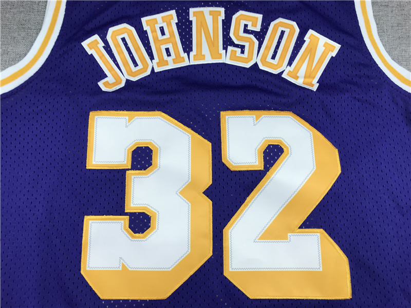 Men's Los Angeles Lakers Magic Johnson #32 Purple Throwback Jersey