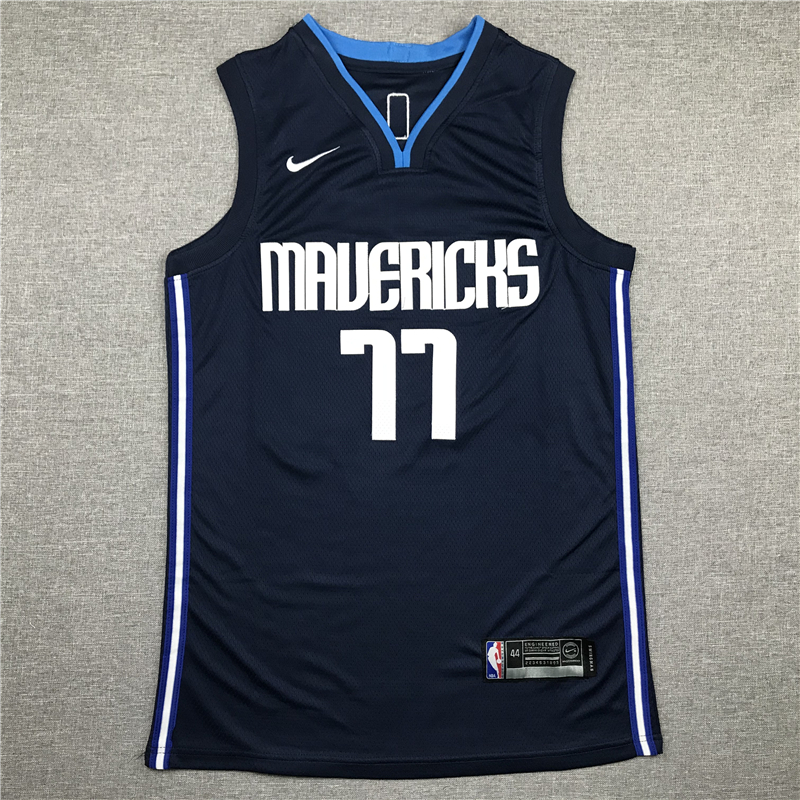 Men's Dallas Mavericks Luka Doncic #77 NBA Dark Blue Replica Jersey