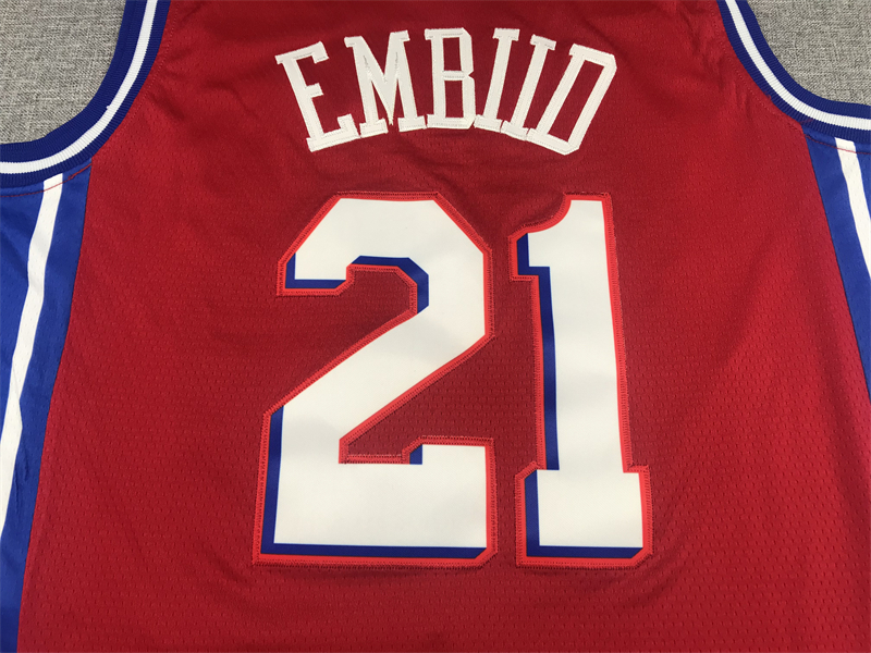 Men's Philadelphia 76ers Joel Embiid #21 NBA Red Replica Jersey