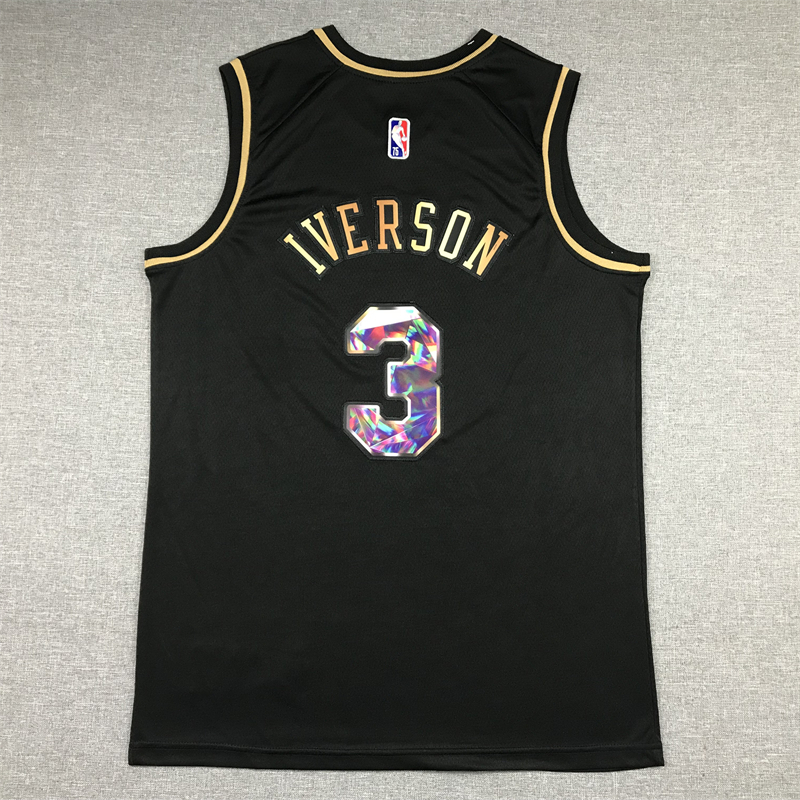 Men's Philadelphia 76ers Allen Iverson #3 Black Swingman Player Jersey