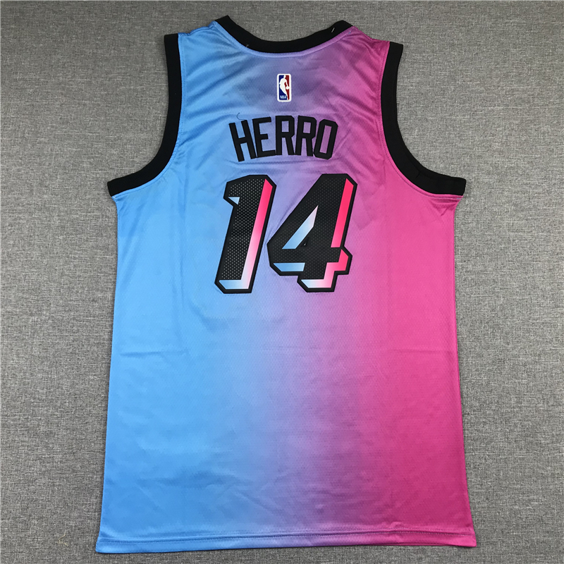 Men's Miami Heat Tyler Herro #14 Pink/Blue Swingman Player Jersey