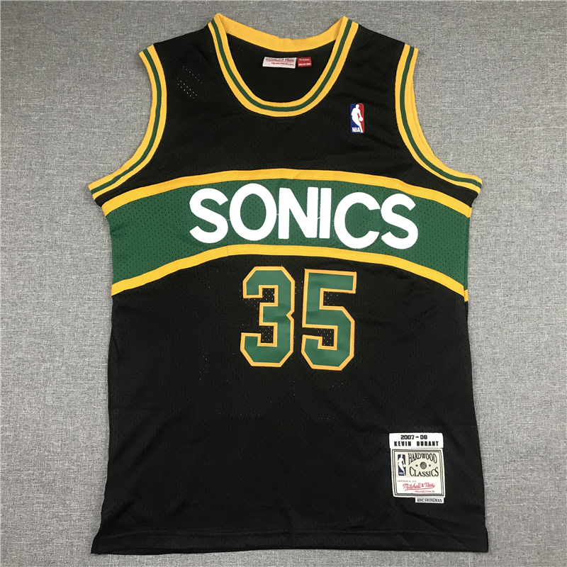 Men's Seattle Supersonics Kevin Durant #35 Black Throwback Swingman Jersey