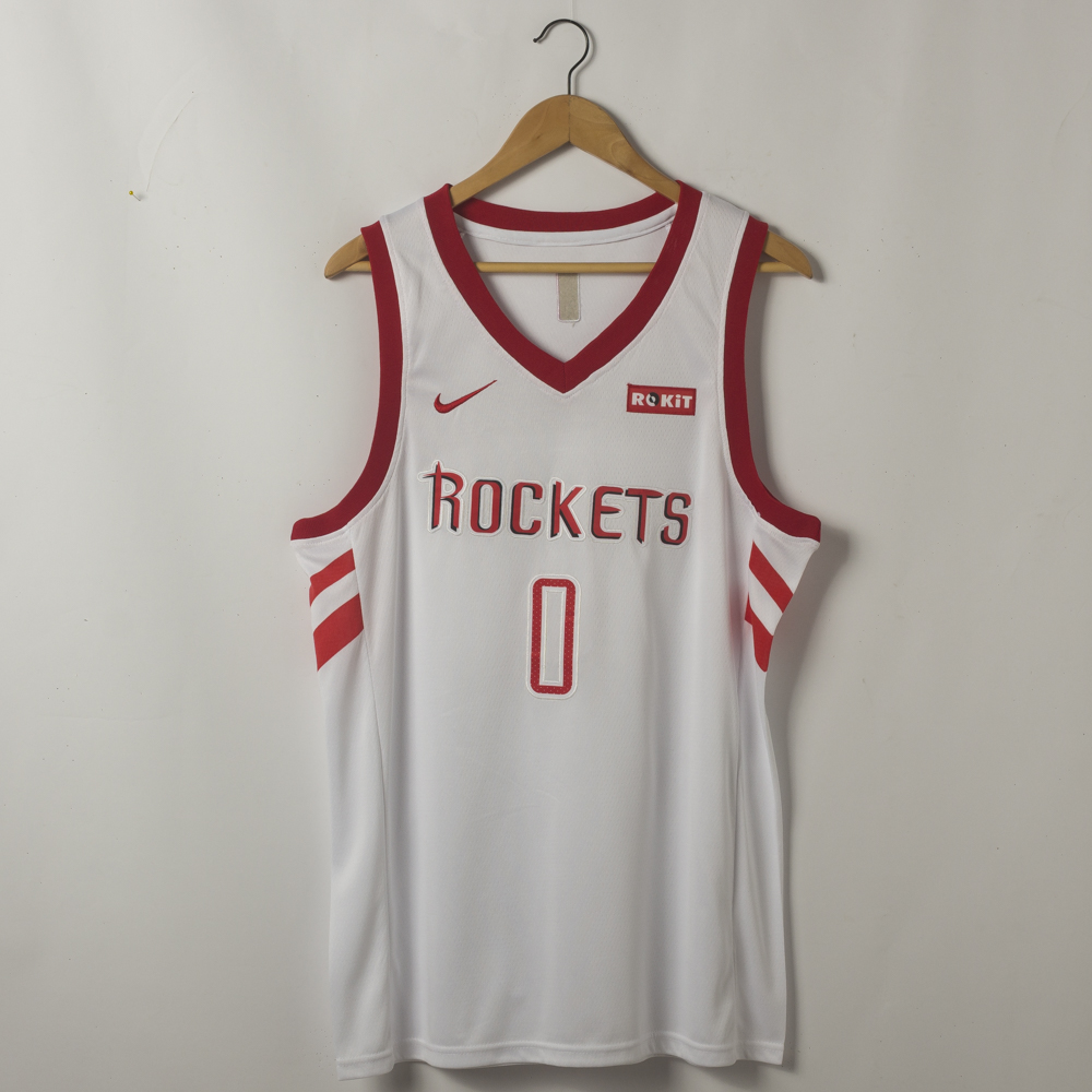 Men's Houston Rockets Russell Westbrook #0 NBA White Classics Swingman Player Jersey