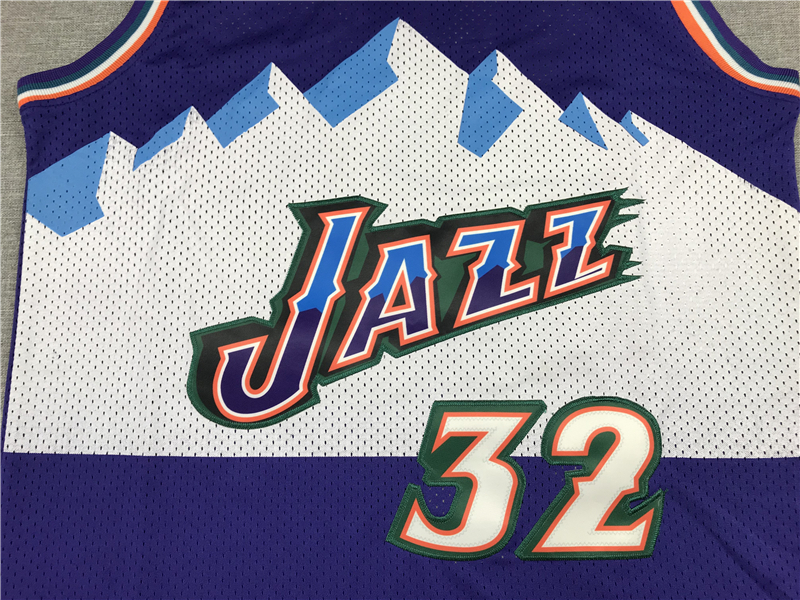 Men's Utah Jazz Karl Malone #32 Purple Hardwood Classics Throwback Team Jersey