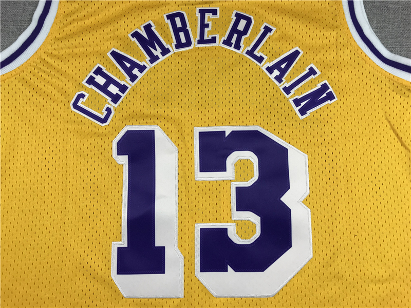 Men's Los Angeles Lakers Wilt Chamberlain #13 Yellow Classics Swingman Jersey