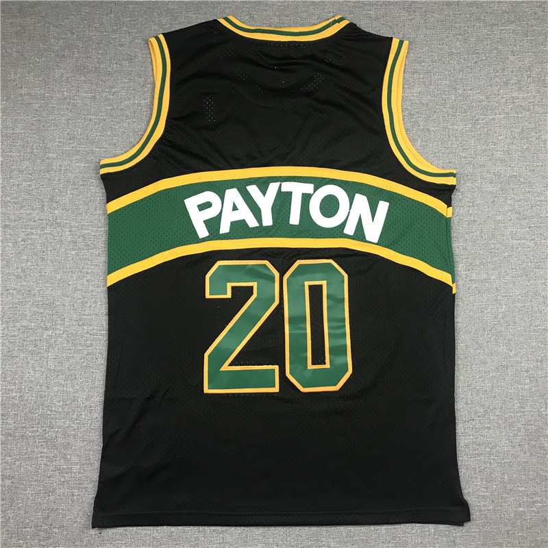 Men's Seattle Supersonics Gary Payton #20 Black Throwback Swingman Jersey