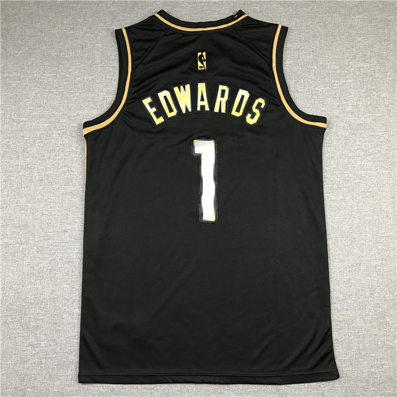 Men's Minnesota Timberwolves Anthony Edwards #1 Black Swingman Jersey