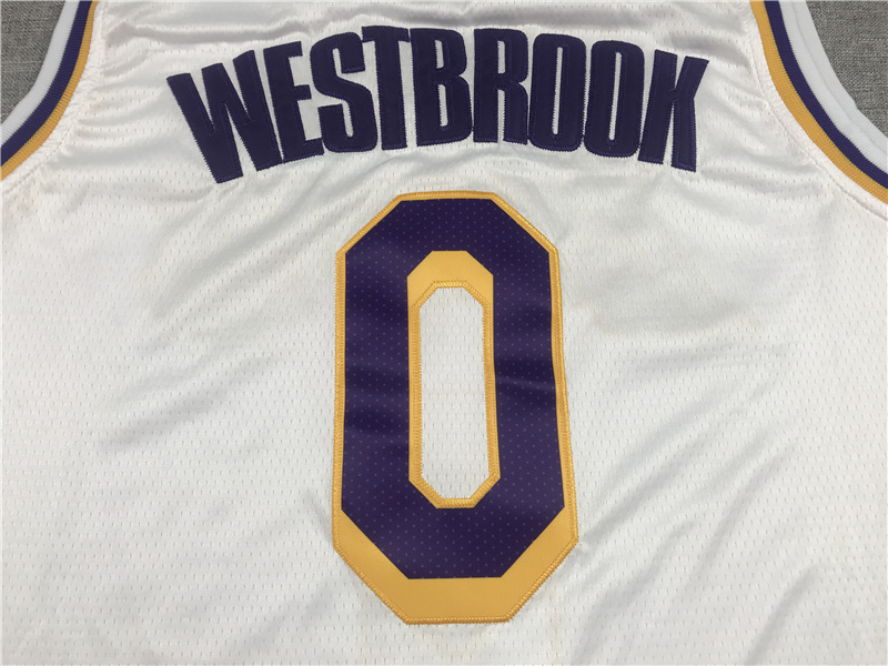 Men's Los Angeles Lakers Russell Westbrook #0 NBA White 2020/21 Swingman Jersey