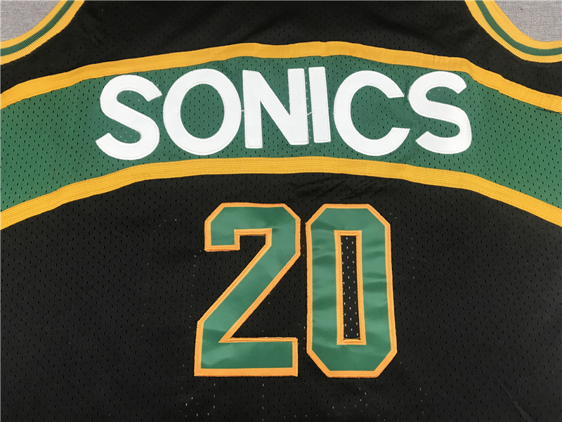 Men's Seattle Supersonics Gary Payton #20 Black Throwback Swingman Jersey