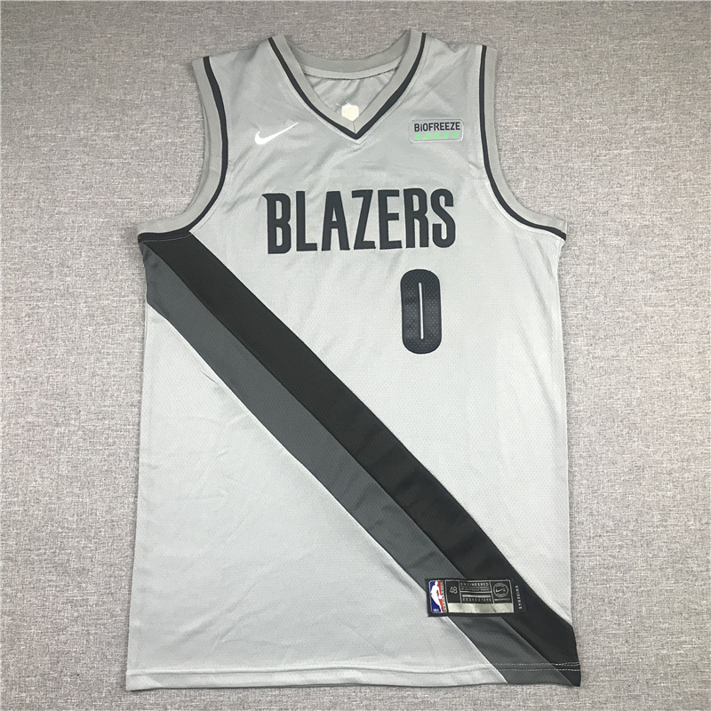 Men's Portland Trail Blazers Damian Lillard #0 NBA Gray Swingman Jersey