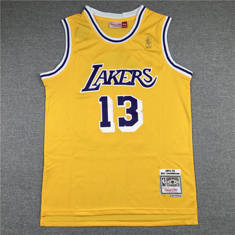 Men's Los Angeles Lakers Wilt Chamberlain #13 Yellow Classics Swingman Jersey