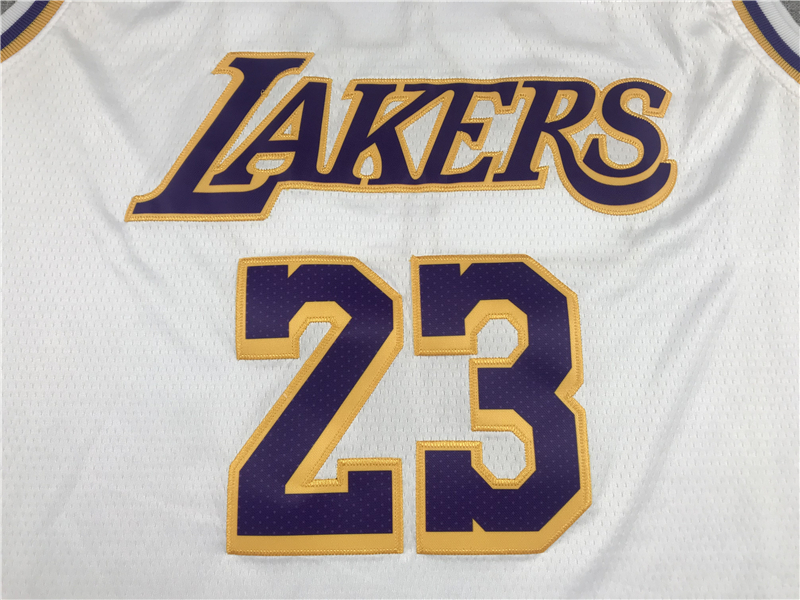 Men's Los Angeles Lakers LeBron James #23 NBA White Swingman Player Jersey