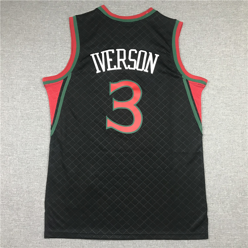 Men's Philadelphia 76ers Allen Iverson Black 1996-97 Hardwood Classics Jersey