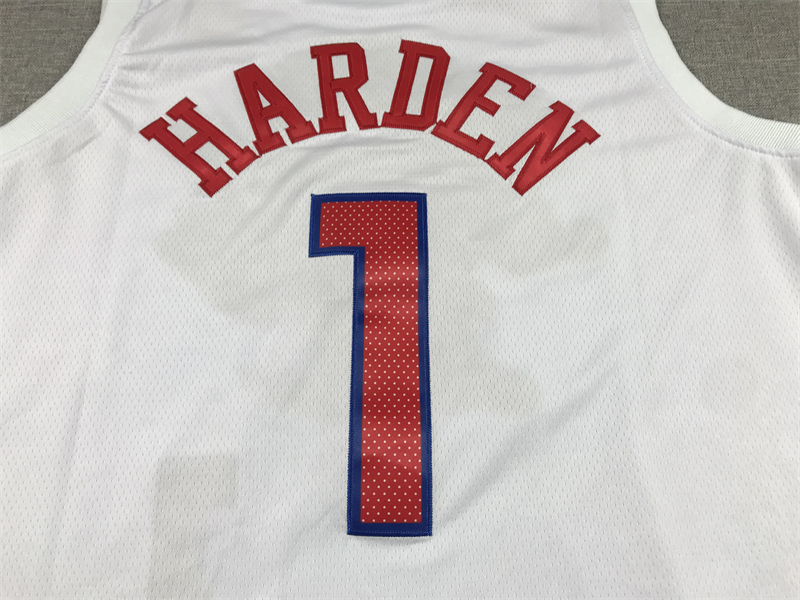 Men's Philadelphia 76ers James Harden #1 White 2022/23 Swingman Jersey - City Edition