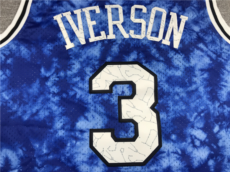 Men's Philadelphia 76ers Allen Iverson #3 Blue Galaxy Swingman Jersey