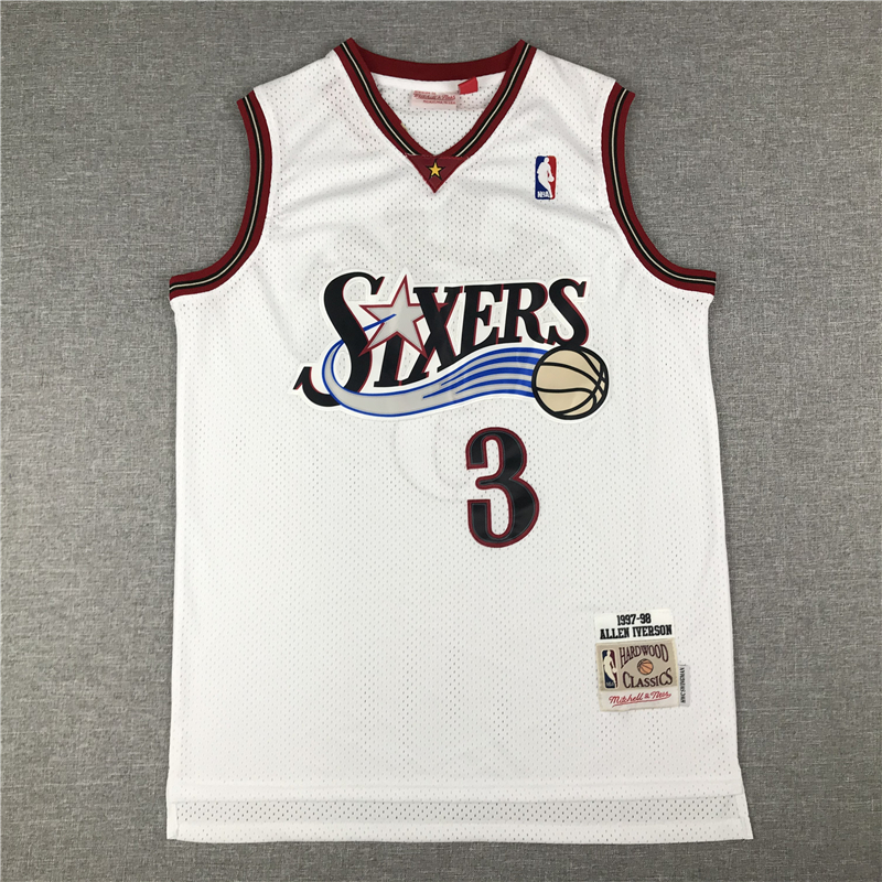 Men's Philadelphia 76ers Allen Iverson #3 White Swingman Jersey