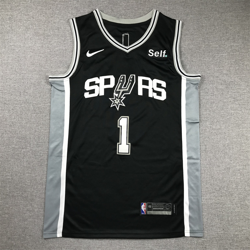 Men's San Antonio Spurs Victor Wembanyama #1 Black 2022/23 Swingman Jersey - Icon Edition